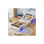 Wishdor - lit voiture lit enfant 90x200 cm avec rangement et roulettes �clair�es, forme voiture, sans ...