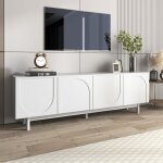 Wishdor - meuble tv blanc, meuble tv bas, panneaux d'insertion rglables, pour salon, chambre