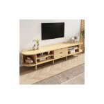 Meuble tv de salon, 60 - 69 pouces, avec 2 tiroirs, plateau rond en mdf grain de bois, charge 30 kg, ... Meuble tv de salon, 60 - 69 pouces, avec 2 tiroirs, plateau rond en mdf grain de bois, charge 30 kg, ...