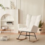 Wishdor - rocking chair, chaise  bascule moderne avec dossier haut et accoudoirs, pour salon, chambre, ...