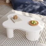Wishdor - table basse, blanc avec rangement, forme asym�trique