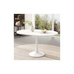 Wishdor - table à manger extensible, l100 / 140 x l100 x h75 cm, table à manger ovale, table basse, blanche ... Wishdor - table à manger extensible, l100 / 140 x l100 x h75 cm, table à manger ovale, table basse, blanche ...