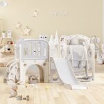 Wishdor - toboggan pour enfants 7 en 1 avec balanoire, plateforme, jeu de punch, support de basket et ...