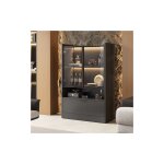 Vitrine noir mat, vitrine 120 cm avec �clairage led 16 couleurs t�l�command�, rangement porte abattante ...