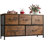 Commode 5 tiroirs en tissu, grande unit de rangement avec bacs, pour placard, salon, couloir, finition ...