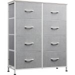 Commode tissu pour chambre, haute 8 tiroirs, tour rangement bacs tissu, double, pour placard, salle jeux, ...