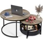 Wlive - table basse rondes, lot de 2 tables d'appoint, style moderne, cadre en acier, pour salon grande ...
