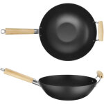 Wok en acier au carbone avec poign�es en bois, diam�tre 324 mm
