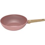 Wok - tous feux dont induction - arthur martin - am4944 - revetement cramique -  28 cm - rose