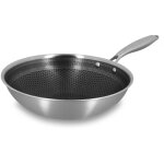 Wok rev�tu 28cm en acier inoxydable, trinox