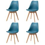 Lot de 4 chaises - scandinaves - chaises de salle  manger - pieds en bois - bleu - wokaka