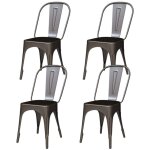 Wokaka lot de 4 chaises - style industriel en mtal rust - extrieur / intrieur