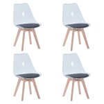 Lot de 4 chaises transparentes - chaises scandinaves avec coussin d'assise en cuir - pour salles  manger, ...
