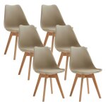 Lot de 6 chaises de salle a manger - coussin de siège en cuir - scandinave(kaki) - wokaka Lot de 6 chaises de salle a manger - coussin de siège en cuir - scandinave(kaki) - wokaka