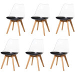 Wokaka - lot de 6 chaises de salle � manger - scandinave - pieds en bois massif - chaises transparente ...