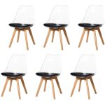 Wokaka - lot de 6 chaises de salle  manger - scandinave - pieds en bois massif - chaises transparente ...