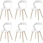 Lot de 6 chaises de salle  manger - chaises scandinaves - chaises en plastique - blanc - wokaka