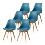 Lot de 6 chaises - scandinaves - chaises de salle à manger - pieds en bois - bleu - wokaka Lot de 6 chaises - scandinaves - chaises de salle à manger - pieds en bois - bleu - wokaka