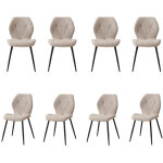 Wokaka lot de 8 chaises de salle � manger - chaise de salle � manger en tissu - pieds en m�tal - beige ...