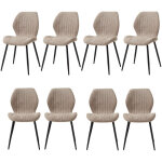 Wokaka - chaises de salle � manger (lot de 8) - vintage - chaises de salle � manger en tissu (marron) ...