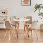 Wokaka lot table et chaises � manger - table � manger moderne(80cm blanc) - scandinaves - 4 chaises (beige) ...