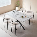 Wokaka - table � manger rectangulaire - pieds en m�tal noir - bois marbr� - l140cm - pour 4 � 6 personnes ...