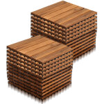 Wolketon 22x dalles de terrasse en bois d'acacia mosa�que 30x30cm dalle clipsable 2m� balcon jardin ext�rieur ...