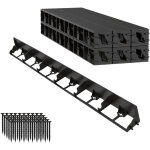 Wolketon 24m bordure de pelouse en plastique, flexible bordure de jardin avec 100 piquets d'ancrage noir ...