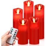 Wolketon lot de 5 bougies � led en cire avec t�l�commande chronom�tr� lumi�res led vacillante fixe bougie ...