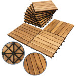 Wolketon lot de 99 dalles en bois dalles de terrasse 6 lattes 9 m�, 30 x 30 cm, dalles clipsables en ...