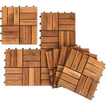 Wolketon dalles terrasse acacia 30x30cm 1m� 11 pi�ces clips antid�rapant r�sistant intemp�ries balcon ...