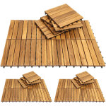 Wolketon dalles terrasse acacia 30x30cm 1m� 11 pi�ces clips solide facile � poser terrasse ext�rieure ...