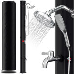 Wolketon douche solaire 35 litres avec colonne en noir - kit complet avec housse de protection, douchette ...