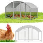 Wolketon enclos 3�2�2 m avec toit arqu� ? poulailler en m�tal accessible, 6 m� de surface, porte verrouillable ...