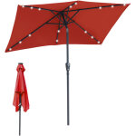 Wolketon parasol rectangulaire 1, 4 � 2, 1 m avec led ? parasol balcon lumineux, rouge