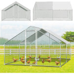 Wolketon poulailler 3�4�2 m ? enclos pour petits animaux, voli�re ext�rieure, cage � poules en acier ...