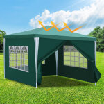 Wolketon tente chapiteau 3x3 m vert avec protection contre le soleil, usage �v�nementiel ext�rieur