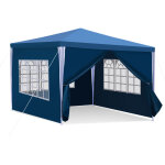 Wolketon tente chapiteau ext�rieur 3x3 m bleu avec b�che pe anti - uv, fen�tres et porte zipp�e