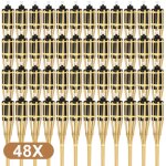 Wolketon torche de jardin en lot de 48, flambeaux en bambou, avec m�che, �clairage d'ambiance, hauteur ...