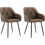 Lot de 2 chaises de salle  manger en simili cuir vintage, pieds en mtal, chaise de cuisine avec dossier, ...