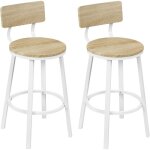 Woltu - lot de 2 tabouret de bar chaise de bar, avec repose - pieds et dossier, en mtal et mdf, chne ...