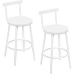Woltu ? lot de 2 tabourets de bar haut avec dossier ? cadre m�tal ? si�ge mdf blanc ? hauteur d'assise ...
