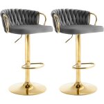 Woltu - lot de 2 tabourets de bar tabourets pivotant  360, hauteur rglable, velours + mtal, gris ...