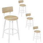 Woltu - lot de 4 tabouret de bar chaise de bar, avec repose - pieds et dossier, en m�tal et mdf, ch�ne ...