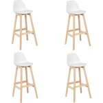 Woltu - lot de 4 tabourets de bar tabouret de cuisine en similicuir, pieds en bois, blanc