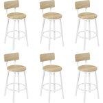 Woltu - lot de 6 tabouret de bar chaise de bar, avec repose - pieds et dossier, en mtal et mdf, chne ...