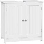 Armoire wc rangement sur pieds woltu, avec 2 portes, meuble sous lavabo de salle de bains, tagre rglable, ...