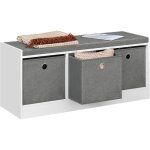 Banc de rangement, coffre de rangement, banc entre avec 3 tiroirs en tissu amovibles, banquette coffre, ...
