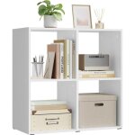 Woltu - bibliothque tagre rangement avec 4 cubes, meuble rangement en bois d'ingnierie, blanc