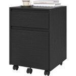 Caisson de bureau avec 2 tiroirs, armoire  dossiers sur roulettes, meuble de rangement, en bois d'ingnieur ...
